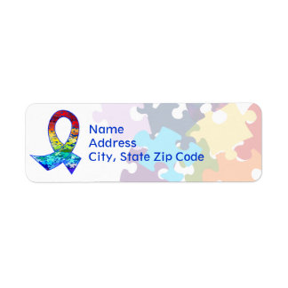 Etiqueta Autismo Consciência Arco-Íris Quebra-cabeça
