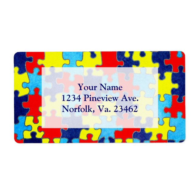 Etiqueta Autismo Quebra-cabeça de consciência por Shirley T (Frente)