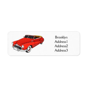 Etiqueta Automóvel clássico vermelho 1948