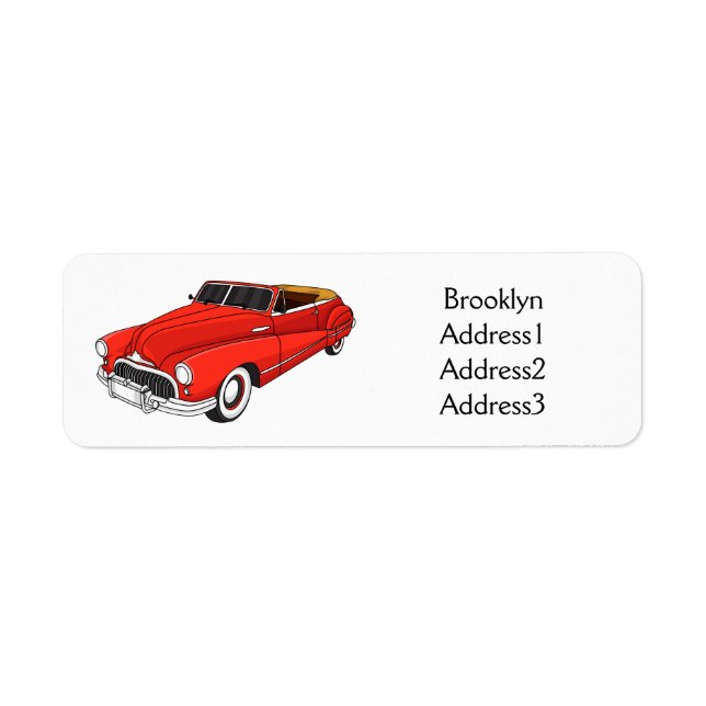 Etiqueta Automóvel clássico vermelho 1948 (Frente)