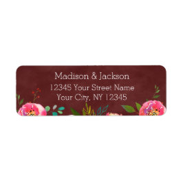 Etiqueta Autumn Burgundy - Endereço de Devolução Floral