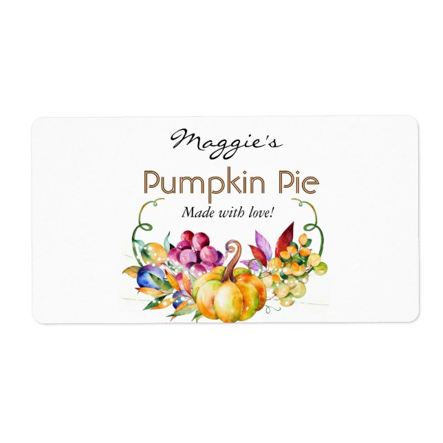 Etiqueta Autumn Fall Brown Pumpkin Baking Labels (Frente)