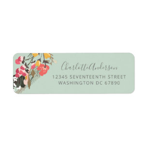 Etiqueta Autumn Floral Wreath on Sage Green Return Endereç