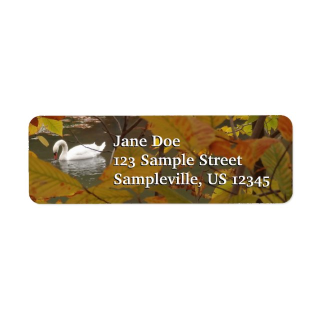 Etiqueta Autumn Pond com Swan (Frente)