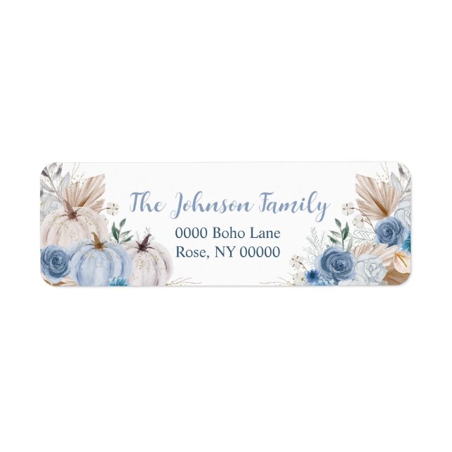 Etiqueta Autumn Pumpkin Floral, Endereço (Frente)