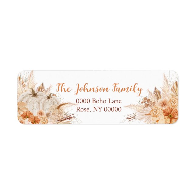 Etiqueta Autumn Pumpkin Floral, Endereço (Frente)