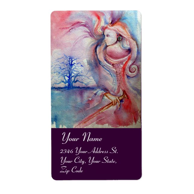 Etiqueta AVALON, azul-rosa vermelho (Frente)