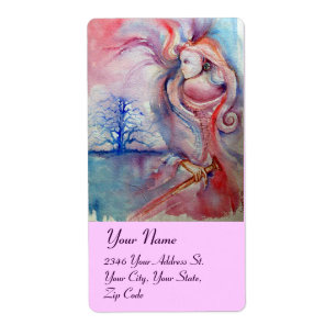 Etiqueta AVALON, azul-rosa vermelho