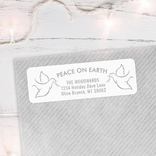 Etiqueta Ave da Peace Modern White Holiday Return Address
