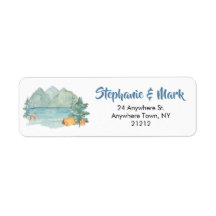 Aventura Rustic Mountain Watercolor Começa Casamen