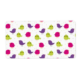 Etiqueta Aves brancas e coloridas