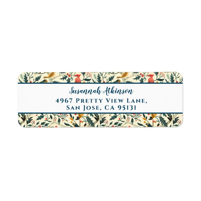 Etiqueta Aves de Natal e Folhas (Frente)