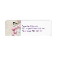 Aves e Flores com Shabby Vintage manuscrito