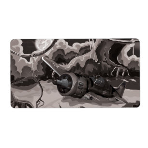 Etiqueta Avião de Combate da Segunda Guerra Mundial Estraga