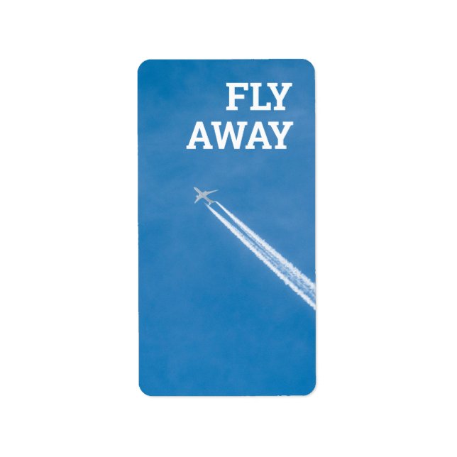Etiqueta Avião voa no céu azul (Frente)