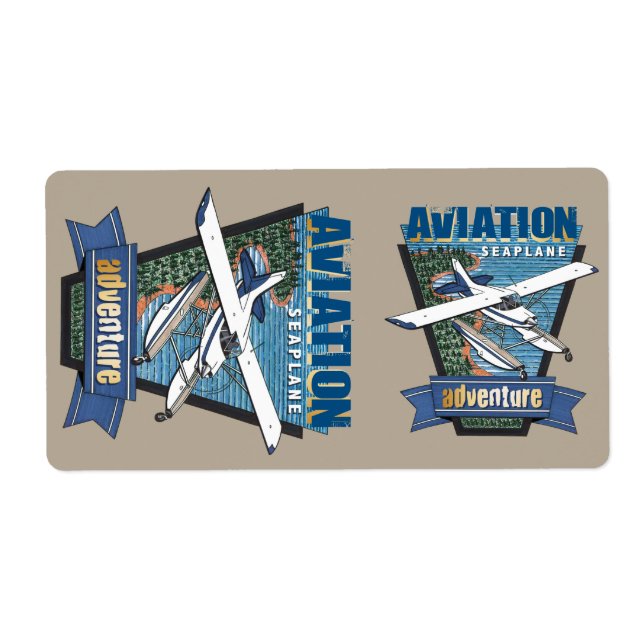Etiqueta Aviation Seaplane Adventure (Frente)