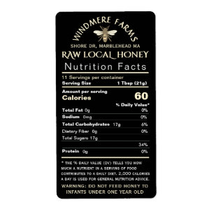 Etiqueta Aviso de Criança de Nutrição de Mel e Tamanho de E