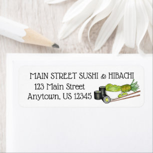 Etiqueta Avocado Rolls Wasabi Sushi Janto de Comida japonês