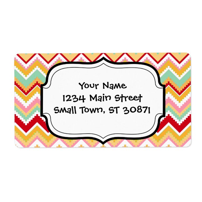 Etiqueta Aztec Andes Tribal Mountain Chevron Fiesta ZigZag (Frente)