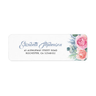 Etiqueta Azuis empoeirados e coram casamento floral