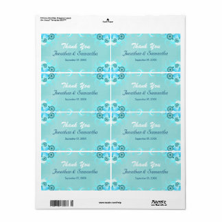 Etiqueta Azul Aqua Azul Azul Floral Grande Favor do Casamen