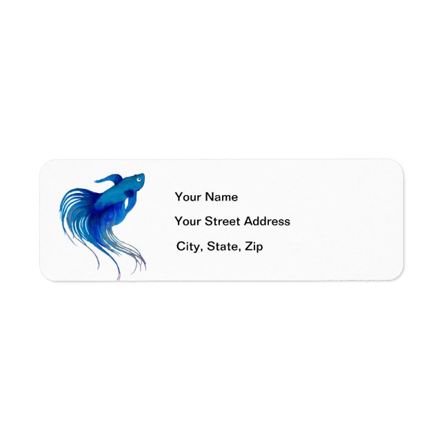 Etiqueta Azul Betta Fish Watercolor (Frente)