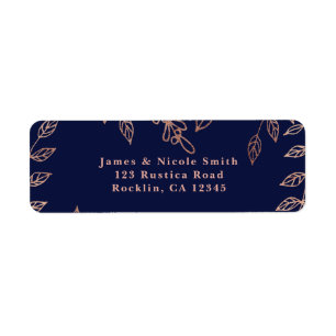 Etiqueta Azul & casamento elegante botânico Glam Dourado