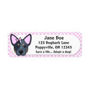 Etiqueta Azul cor-de-rosa Heeler do guingão de Kawaii