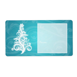 Etiqueta Azul da árvore de Natal de Swirly do Tag do