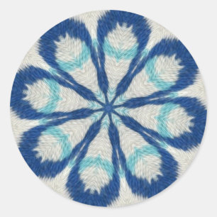 Etiqueta azul da mandala de pano