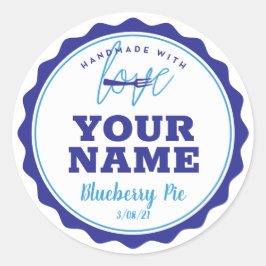 Etiqueta azul da padaria