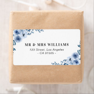 etiqueta azul de endereço floral