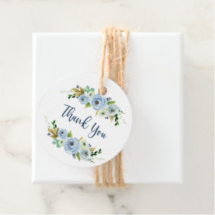 Etiqueta azul de favor floral, boho chic, Chá de 