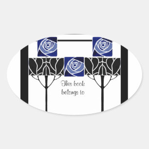 Etiqueta azul de Nouveau da arte dos rosas