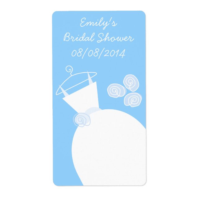 Etiqueta azul de vestido de noiva 'Chá de noiva' (Frente)