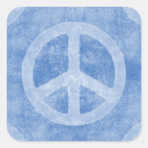 Etiqueta azul desvanecida do sinal de paz