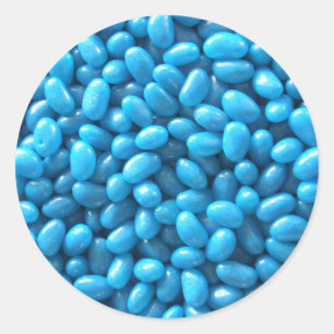 Etiqueta azul do feijão de geléia