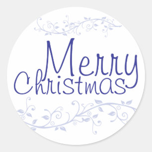 Etiqueta azul do Feliz Natal do Flourish