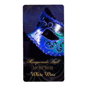 Etiqueta azul do feriado do vinho do mascarada de