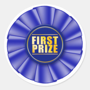 etiqueta azul do primeiro prêmio do rosette