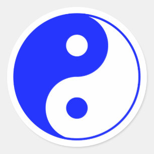 Etiqueta azul do símbolo de Yin Yang
