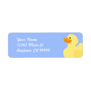 Etiqueta azul Ducky de borracha