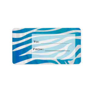 Etiqueta Azul e Branco com Monograma Zebra