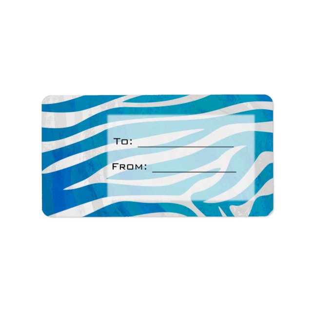 Etiqueta Azul e Branco com Monograma Zebra (Frente)