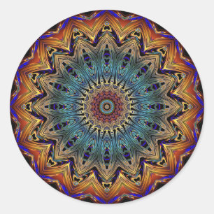 Etiqueta azul e de cobre bonita da mandala