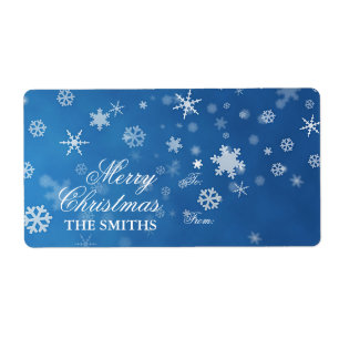 Etiqueta Azul elegante do floco de neve da família