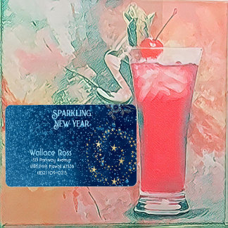 Etiqueta Azul Espumante Ano Novo Estrelas de Brilho Festa F