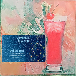 Etiqueta Azul Espumante Ano Novo Estrelas de Brilho Festa F