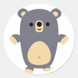Etiqueta azul grande do urso dos desenhos animados