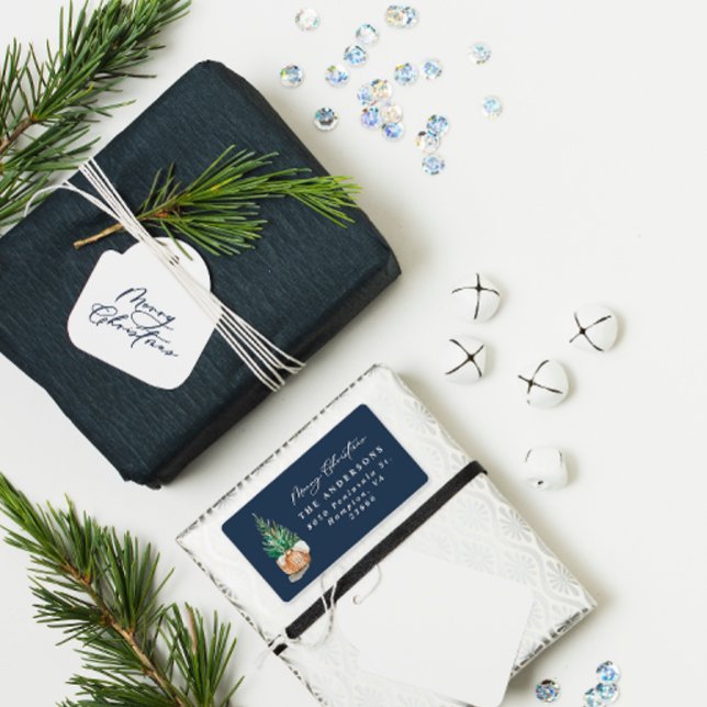 Etiqueta azul-marinho simples e elegante moderno (Criador carregado)